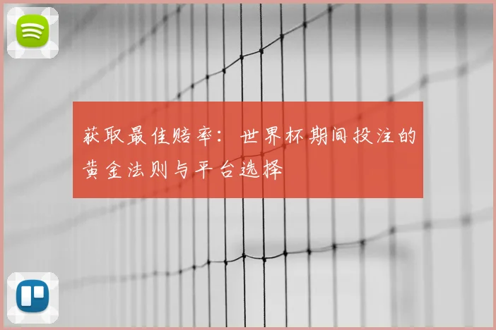 获取最佳赔率:世界杯期间投注的黄金法则与平台选择